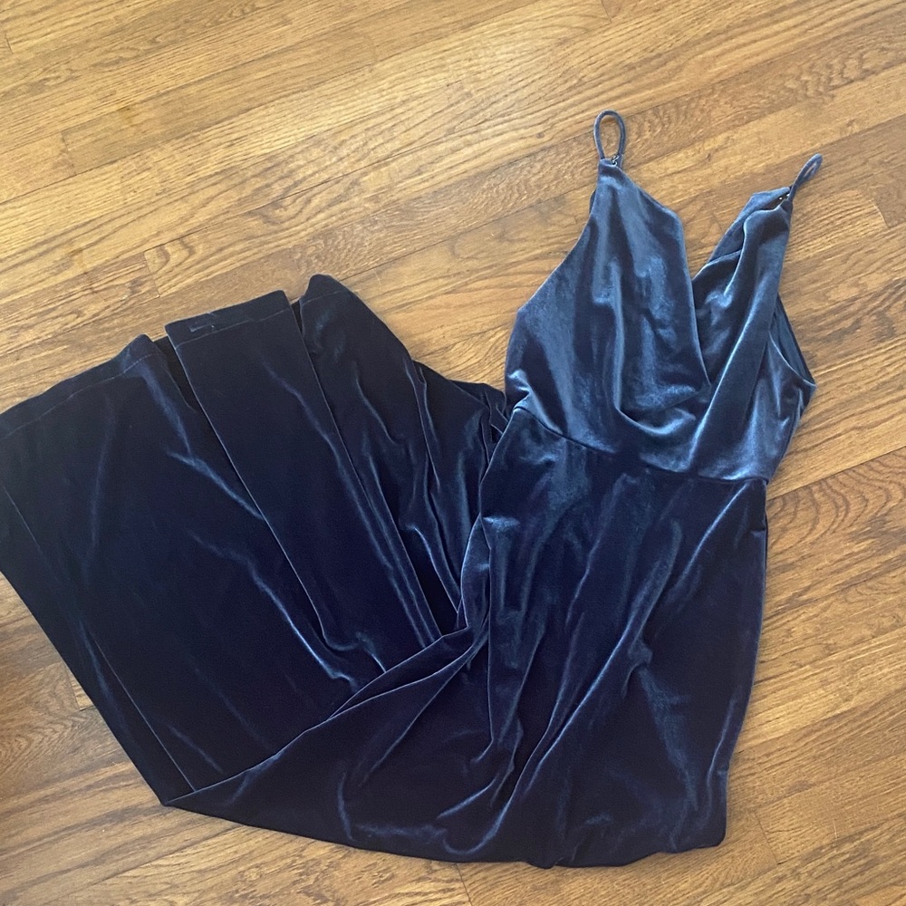 Jenny Yoo Navy Velvet Bridesmaids Dress